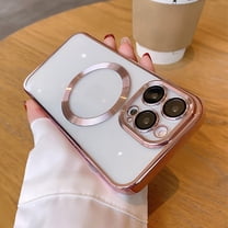 TECH CIRCLE Magnetic Clear Case for iPhone 13 Pro Max with Camera Lens Protector Plating Luxury Case Compatible with MagSafe Soft TPU Shockproof Protective Women Girl Men Case, Rosegold