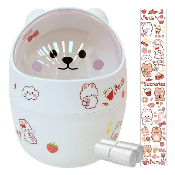 Unique Mini Trash Can with Lid Home Bedroom Room Small Garbage Trash Bin Wastebasket Bathroom Countertop Office kids