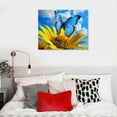 thumbnail image 5 of Nawypu Sunflower Butterfly Wall Art Bathroom Decor Blue Sky Nature Landscape Canvas Prints Kitchen Pictures Sunflower Painting for Living Room Artwork Yellow Floral Posters Bedroom Home Decorations, 5 of 5