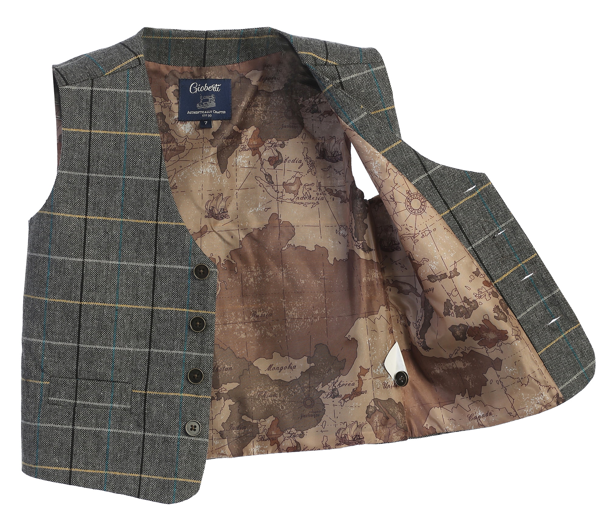 Gioberti Kids and Boys 3pc Tweed Vest with Matching Cap and Bow Tie