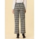 thumbnail image 4 of INSPIRE CHIC Pantalones a cuadros casuales para mujer, bolsillos, pierna recta, trabajo, oficina, pantalones Negro beige S, 4 of 5