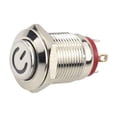 thumbnail image 1 of 12Mm Metal Push Button Switch Power Button Waterproof Flat Led Light 12V-24V Red, 1 of 8