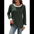 thumbnail image 1 of Camisas de Larga para Mujer, Blusas Tipo Túnica con Cuello Redondo, Suéteres Casuales, Ropa de Moda de Otoño Verde S, 1 of 10