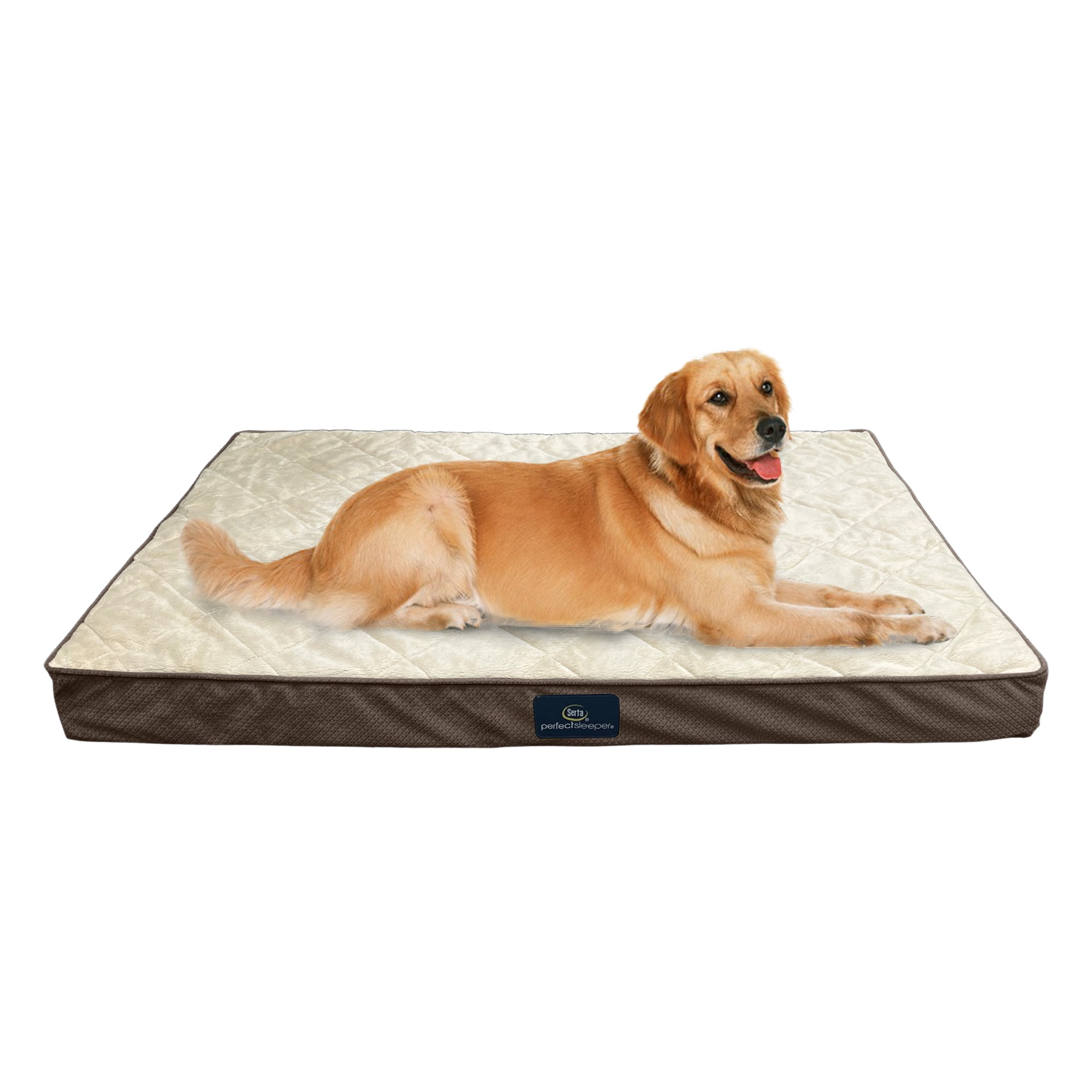Serta Quilted Orthopedic Pillowtop Dog Bed with Removable Cover, Mocha, X-Large