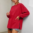thumbnail image 6 of Trikvn Women's Oversized Crewneck Sweatshirt Long Sleeve Drop Shoulder Pullover Tops Side Slits Casual Loose Tunic Shirts Fall Winter Loungewear Comfy Clothes, 6 of 7