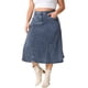 thumbnail image 4 of Falda de mezclilla de talla grande GRACE & GRANDEUR para mujeres, de cintura alta, estilo A-line, casual, con bolsillos, 2X gris azul, 4 of 6