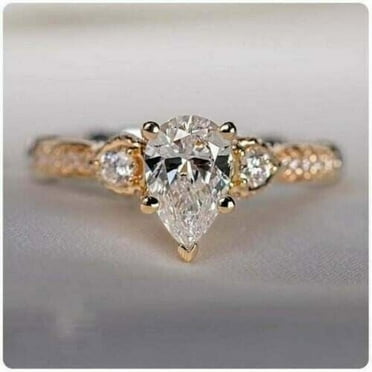 2.2Ct Pear Cut Mossanite Women Engagement Ring 14K Yellow Gold Plated