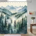 thumbnail image 2 of Forest Shower Curtain, Forest Pine Tree Refreshing Woodland Wilderness Mountainside Landscape Shower Curtain for Bathroom, Fabric Nature Shower Curtain Hooks Include, 72X75 inch, Multi2, 2 of 5
