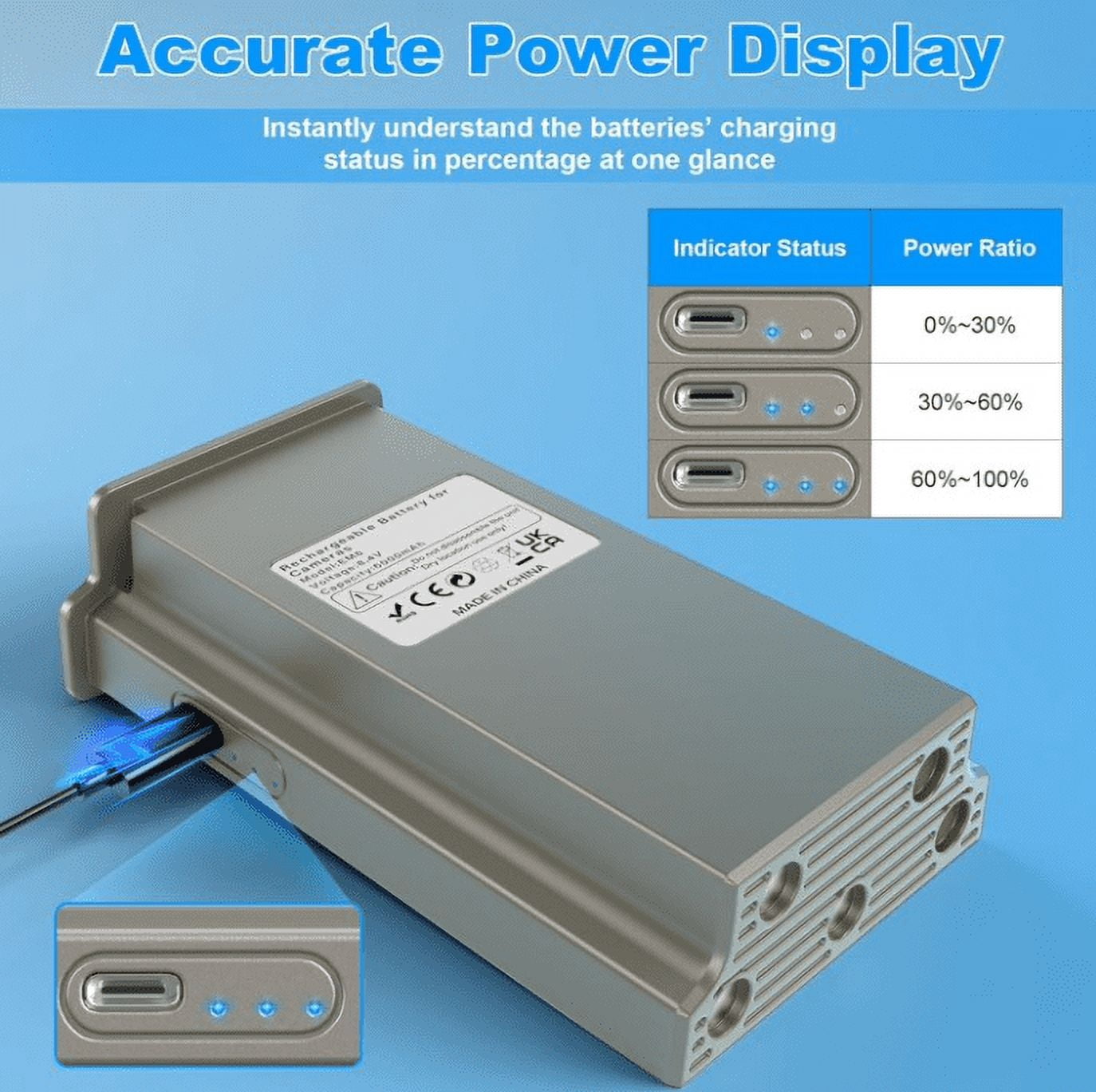 Rechargeable Battery Pack 6000mAh for Hunting Camera Tactacam Reveal X, X Pro, X Gen 2.0, Xb, Sk