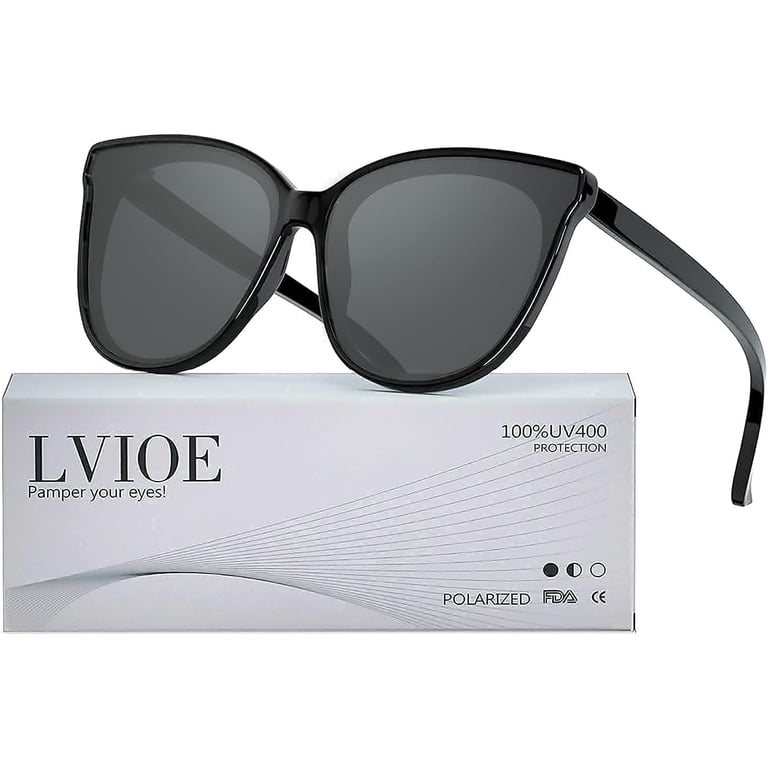 LVIOE Cat Eyes Sunglasses for Women, Polarized Oversized 