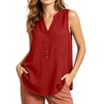 thumbnail image 2 of Womens Summer Tops V Neck Sleeveless Button Down Shirts Casual Loose Comfy Trendy Beach Vacation Tank Tops Sizes,S-2XL, 2 of 9