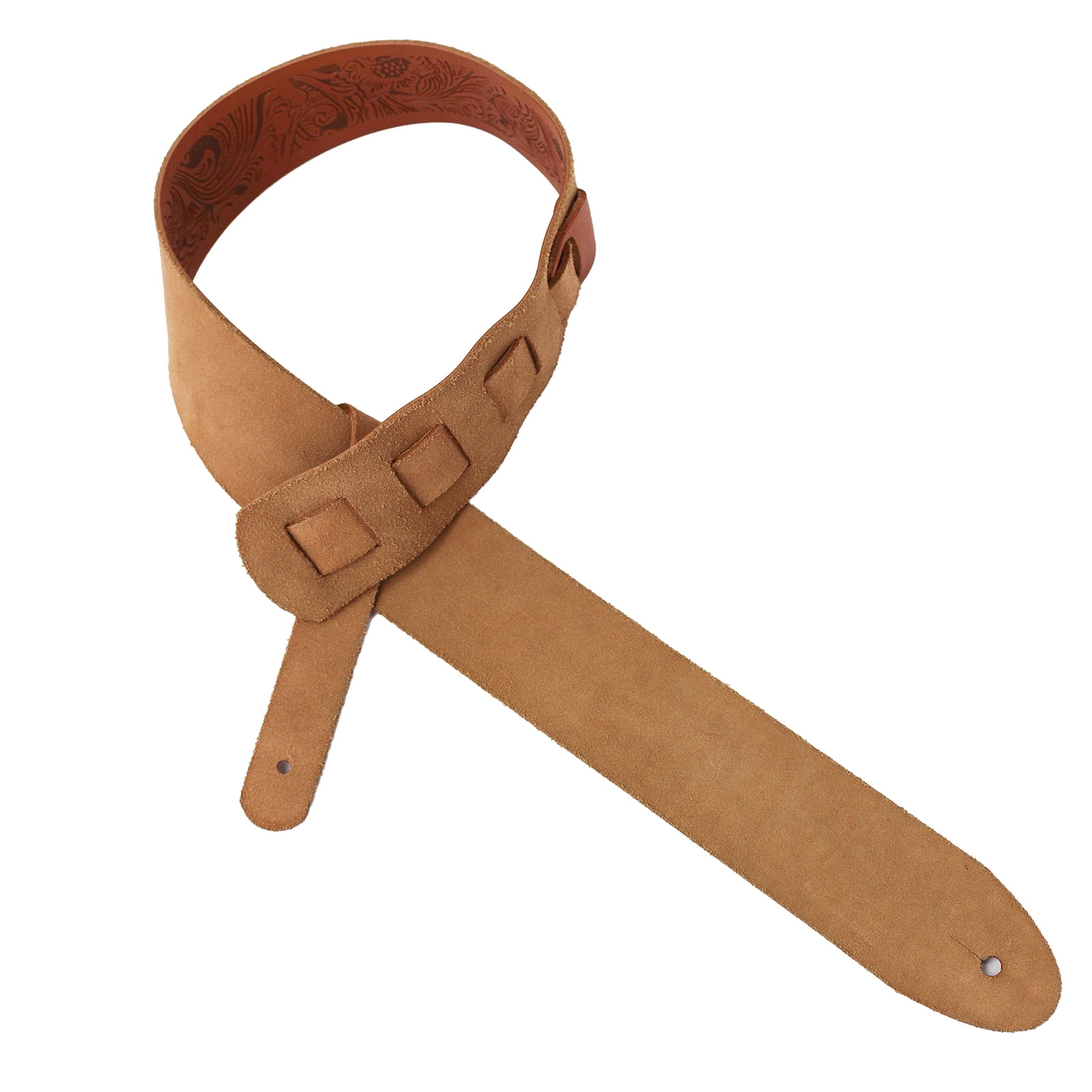 Walker & Williams SP-73 Saddle Tan Italian Leather Guitar Strap with Live Oak Tooling