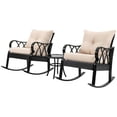 thumbnail image 2 of Spaco 3-Piece Rocking Chair Bistro Set, Wicker Conversation Set, Rattan Furniture Set with Tempered Glass Side Table for Outdoor, Brown, 2 of 11