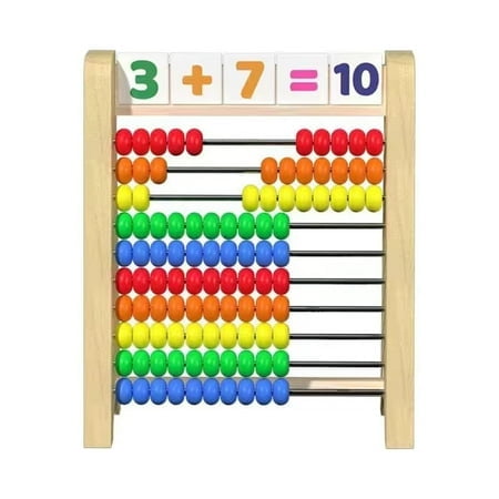 Children's Math With Colored Beads 10 Wooden Counting Block Suitable For Preschool Math Learning Tools For Children Over 3 Years Old Construction for Toddlers Alphabet Games for Toddlers 2-4 Years
