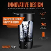 Squatz 22Oz Electric Shaker Bottle Automatic Blending Flask for Protein USB-Rechargeable (Black)