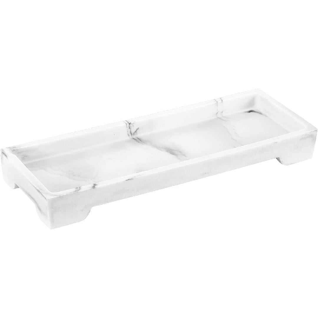 Resin Marble Bathroom Tray, Toilet Tank Storage Tray, 11 x 4 inch Kitchen Sink Trays, Vanity