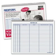 Rediform Visitor's Log Book 50 Sheet(s) - Wire Bound - 1 Part - 11" x 8 1/2" Sheet Size - White - White Sheet(s) - Blue Print Color - Recycled - 1 Each