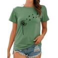 thumbnail image 3 of Xuanfei Women Floral Dandelion Paw Print Short Sleeve Round Neck T-Shirt, 3 of 8