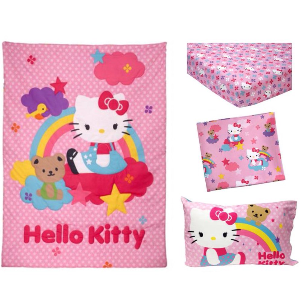 Hello Kitty Stars & Rainbows 4Piece Toddler Bedding Set