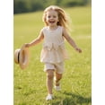 thumbnail image 4 of BemeyourBBs Toddler Baby Girl Summer Outfits Cute Daisy Dot Print Two Bowknot Sleeveless Tank Tops Ruffle Elastic Waist Shorts Set 2Pcs Summer Clothes, 4 of 9