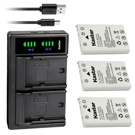 Kastar 3-Pack Battery and LTD2 USB Charger Replacement for Nikon Coolpix 3700 Coolpix 4200 Coolpix 5200 Coolpix 5900 Coolpix 7900 Coolpix P3 Coolpix P4 Coolpix P80 Coolpix P90 Coolpix P100