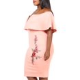 thumbnail image 4 of Women's Plus Off Shoulder Flounce Bodycon Dress with Embroidery, 4 of 5