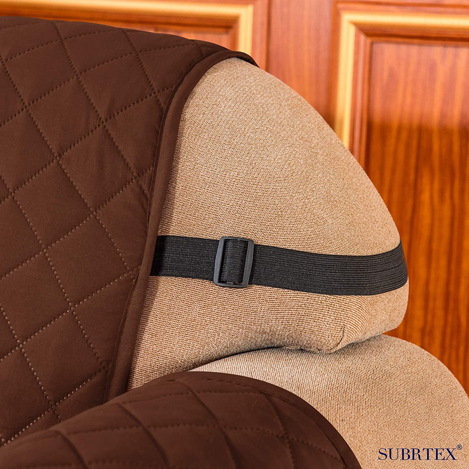 Subrtex 1-Piece Reversible Sofa Cover Quilted Slipcover (Sofa, Chocolate)