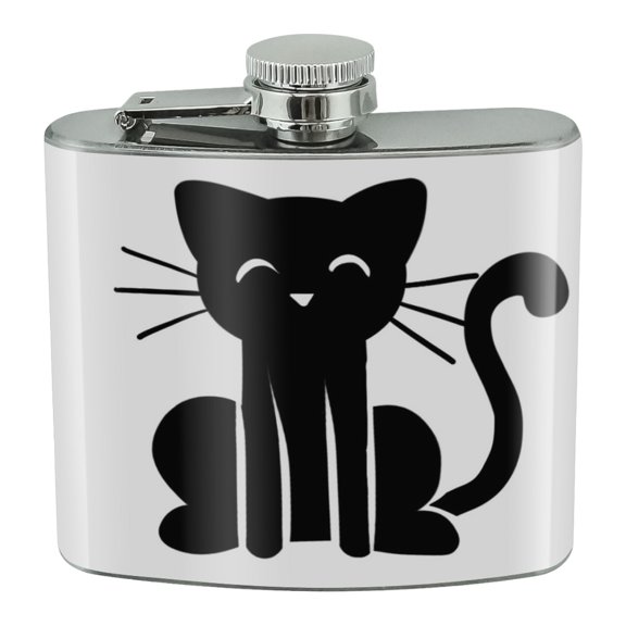 Cat Stick Figure Family Pet Stainless Steel 5oz Hip Drink Kidney Flask