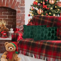 FEOYA 1 Pcs Christmas Throw Pillow Covers Pillowcase Sofa Cushion Covers Plush Pillow Cover with Embroidery Solid Color for Bed Living Room Decorations Bistro Farmhouse Couch 30*50 CM