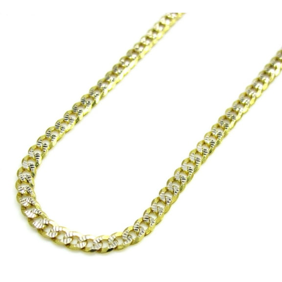 14K Yellow Gold 1.5mm Solid Cuban Diamond Cut Chain, FREE Microfiber Cloth, Curb Pave Link Mens Womens Necklace, Giorgio Bergamo