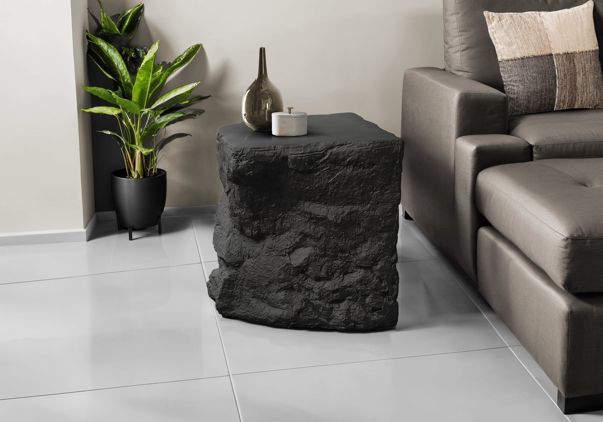 Monarch Specialties - Table D'Appoint, 25"H, Intérieur Ou Extérieur, Table D'Appoint, Table De Nuit, Bout, Chambre À Coucher, Salon, Noir, Contemporain, Moderne