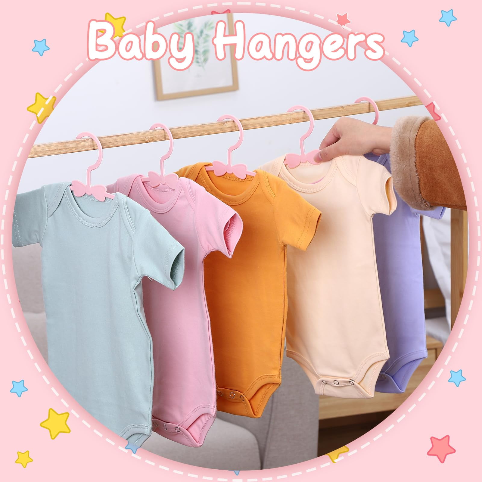 Plastic Closet Hangers 100 Pack Pink For Infant Clothing