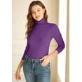 thumbnail image 3 of XINQIHANG Women Turtleneck Tops Long Sleeve Fine-Ribbed Lightweight Stretch Base Layer Shirts, 3 of 4