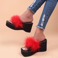 thumbnail image 5 of Summer Saving Clearance! Tuobarr Women's Wedge Sandals Women's Wedge-Heeled Plush Slippers High-Heeled Shoes Platform Beach Sandals Red US Size 8.5, 5 of 5