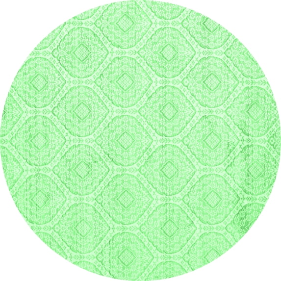Ahgly Company Indoor Round Abstract Emerald Green Contemporary Area Rugs, 6' Round