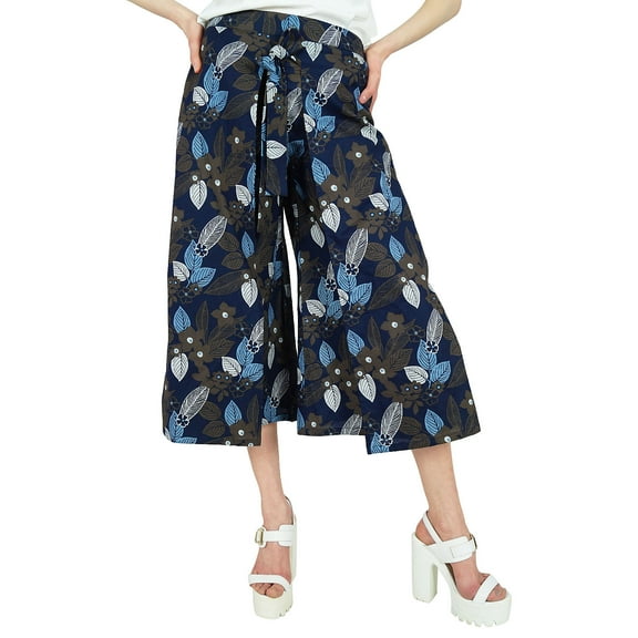 Bimba Women Blue Palazzo Pants Elastic Waist Casual Clothing