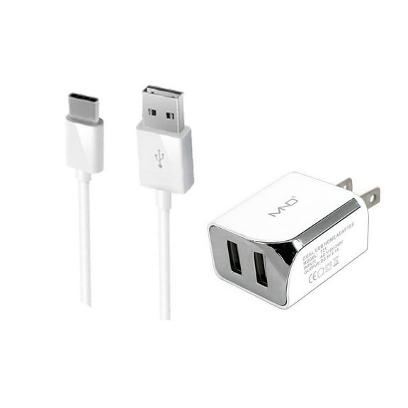 2-in-1 Chargers for Samsung Galaxy S23 Ultra, Z Fold 5, Fold5, A14 A54 5G (White) - 2.1Ah Travel Charger Adapter (Dual Port)   USB Charging Cable