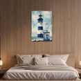 thumbnail image 2 of ZHONGYUTONG Lighthouse Wall Art Navy Blue Canvas Ocean Seascape Picture Print Vintage Coastal Painting for Living Room Decor Framed (12.00" x 18.00"), 2 of 5