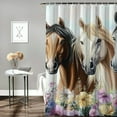 thumbnail image 2 of Patifu Horses Flowers Digital Painting Shower Curtain Set 100% Polyester Bathroom Shower Curtain with Hooks 69"x72, 2 of 7