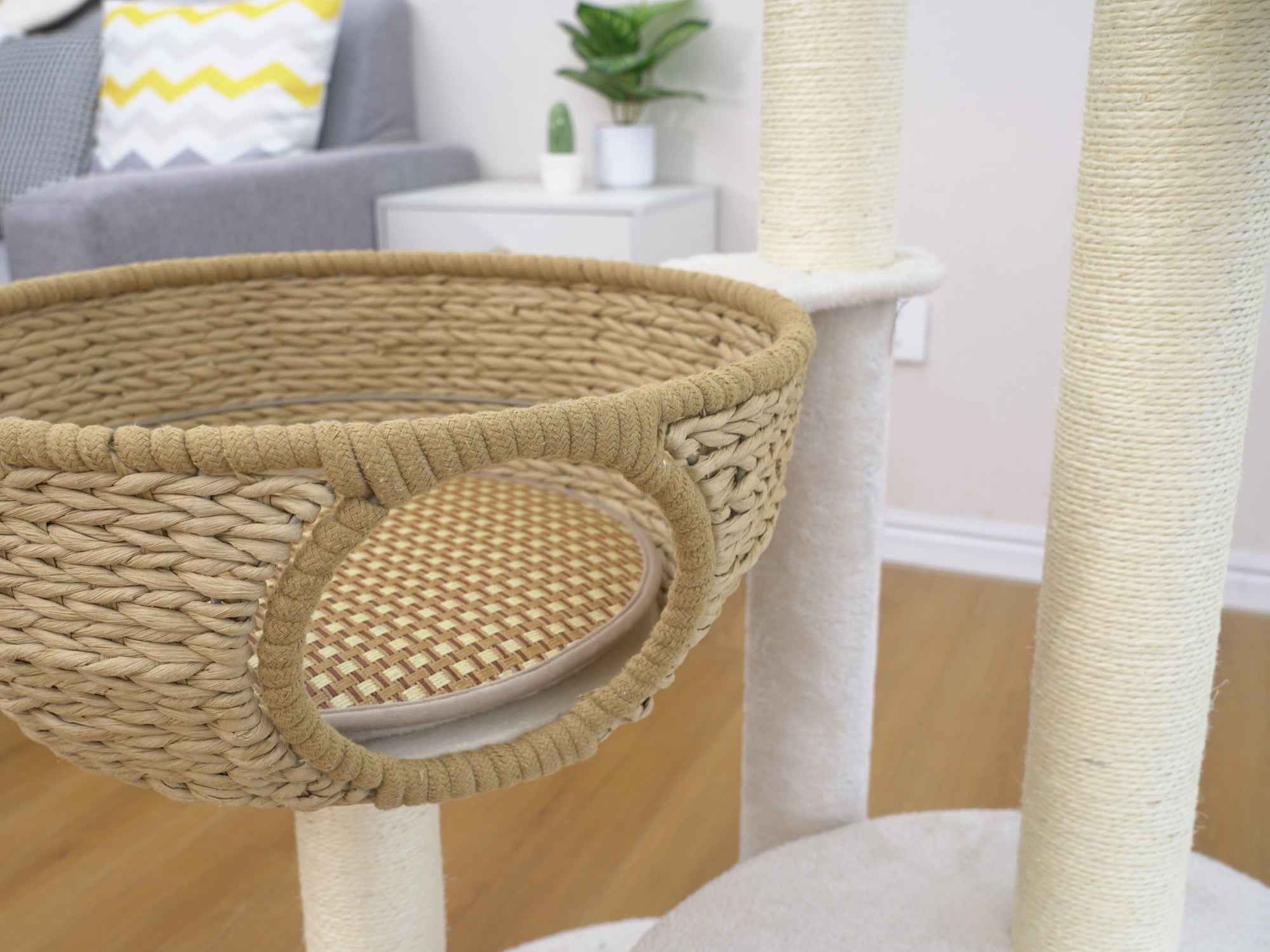Vibrant Life Small 5-Level 47" Baskets Cat Tree with Hammock, Beige