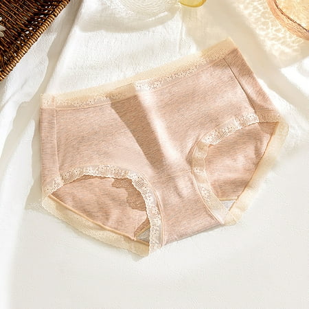 Snap Deal: Panties  Paquete de Bragas  Fashion Women s Breathable Soft Stretch Panties Lace The Middle Waisted Briefs SOPATENOR Beige M