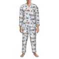 thumbnail image 3 of Yiaed Trains And Cactuse Print Men’s Pajamas Set - Long Sleeve Button Down Sleep Shirt and Pajama Bottoms Sleepwear Set Mens Pjs Sets Men's Pajama Bottoms-Large, 3 of 7