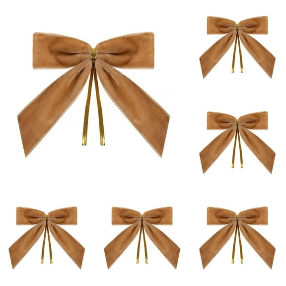 12 Pcs Burgundy Small Velvet Christmas Bows - 1" Wide, 3.5 x 3.5 inch for Christmas Tree, Wreath, Gift Wrapping, Crafts, Wedding, Party, Twist Tie Bows for Treat Bags, Brown, Bows