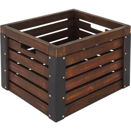 Better Homes and Gardens Wooden Milk Crate, Brown