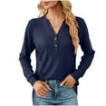 thumbnail image 2 of AXXD Basic Ladies Tops And Blouses 2024 Solid Colored V-neck Long Sleeve Textured Fallow Jacket Tops Blouse, 2 of 3