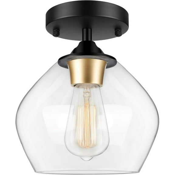 Modern Semi Flush Mount Ceiling Light with Clear Glass Shade