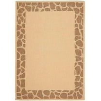 SAFAVIEH Courtyard Andrea Solid Bordered, Set of 2 Indoor/Outdoor Area Rug Natural/Chocolate, 6'6" x 9'6"