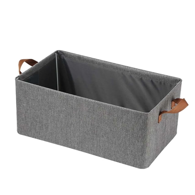 Caja de almacenamiento con marco de metal, plegable, para ropa, gruesa, con asas duraderas. Gris