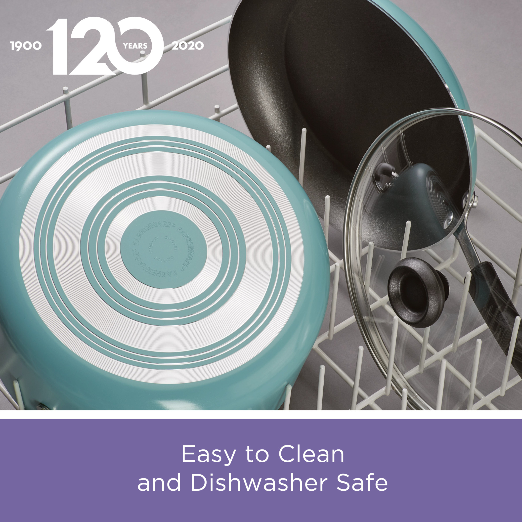 Farberware 20-Piece Easy Clean Aluminum Nonstick Cookware Pots and Pans Set, Aqua - image 2 of 8
