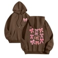 thumbnail image 6 of Godom Women Loose Hoodie Sweatshirt Solid Basic Fleece Letter Long Sleeve Kangaroo Pocket Drop Shoulder Pullovers Top, 6 of 7